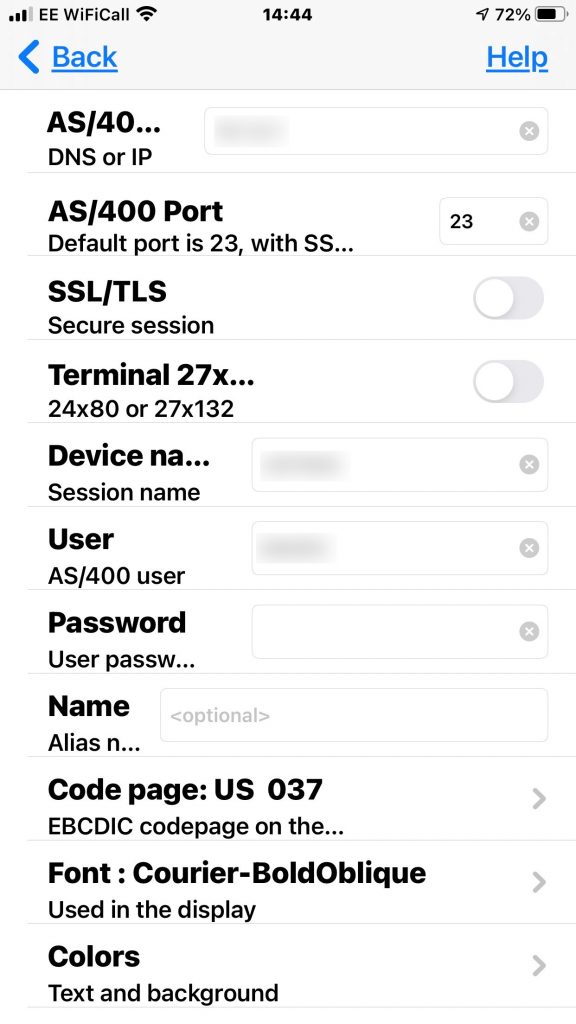 configuring the tn5250 app tn5250 lite application on the apple iphone or apple ipad